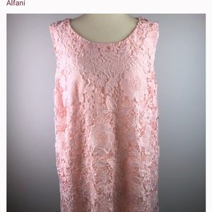 Alfani Sleeveless Lace Top, NWT, Pink, Size 14